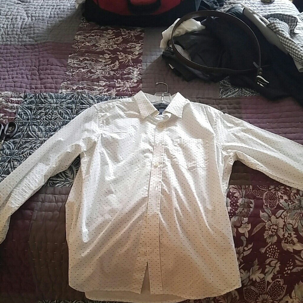 White patterned button down
